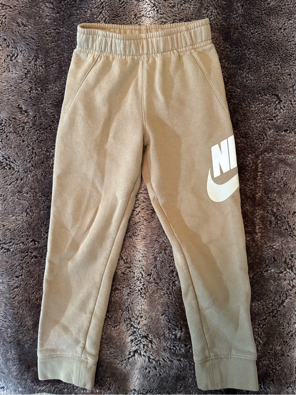 Nike Kids Tan Joggers with White Swoosh